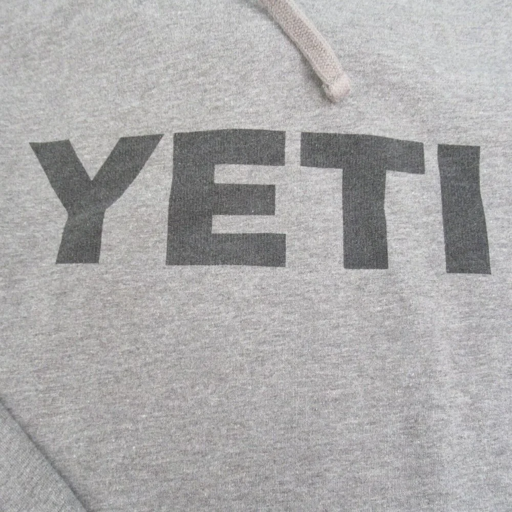 YETI Hoodie Mens Medium‎ Gray Long Sleeve Pullover Graphic Hooded Cooler